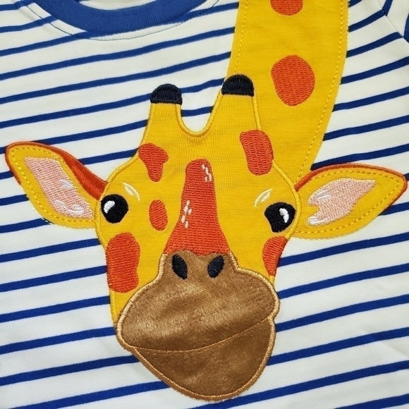 Boys Summer Safari Jungle T-Shirts Embroidered Giraffe and Zoo Animals T-Shirts - Picture 7 of 11